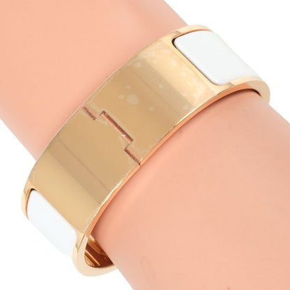 Hermes Click Clack GM Hbangle Gold Plated and Enamel Pink Gold Ladies 66g Bangle