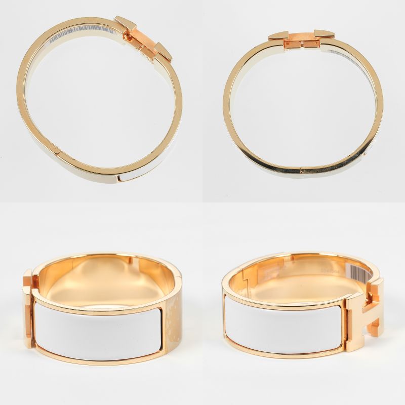 Hermes Click Clack GM Hbangle Gold Plated and Enamel Pink Gold Ladies 66g Bangle