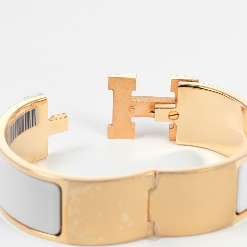 Hermes Click Clack GM Hbangle Gold Plated and Enamel Pink Gold Ladies 66g Bangle