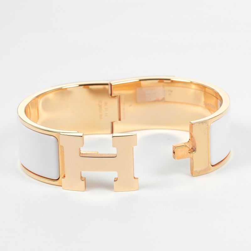 Hermes Click Clack GM Hbangle Gold Plated and Enamel Pink Gold Ladies 66g Bangle