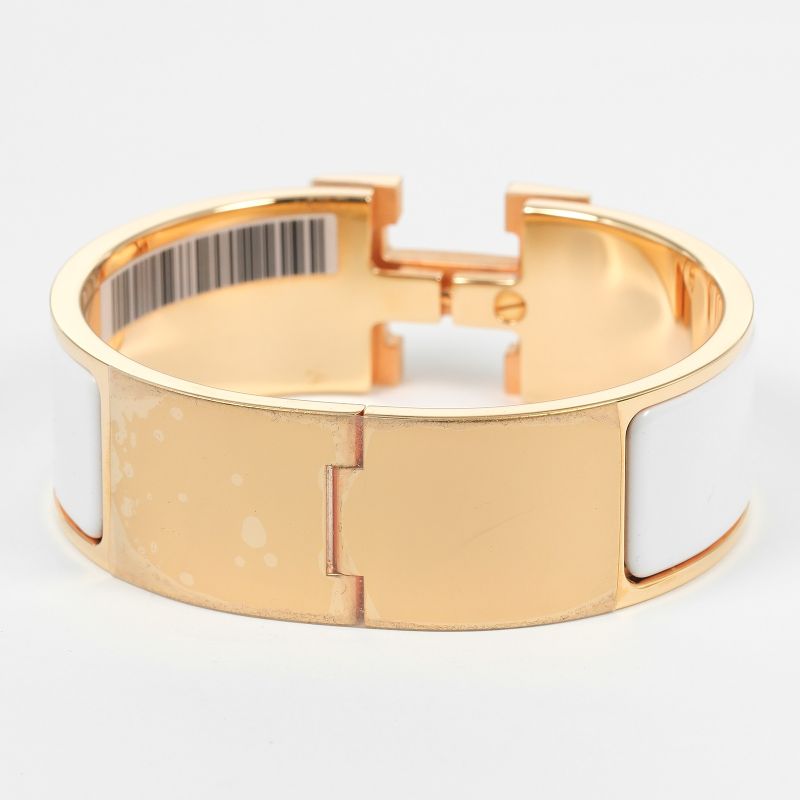 Hermes Click Clack GM Hbangle Gold Plated and Enamel Pink Gold Ladies 66g Bangle