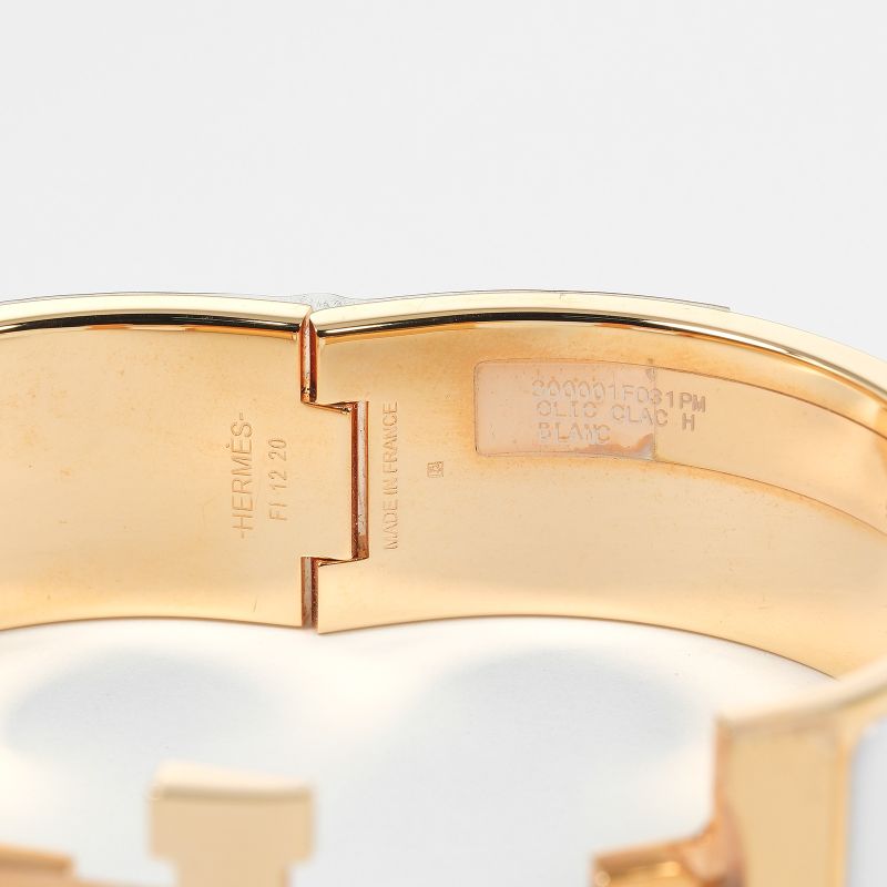 Hermes Click Clack GM Hbangle Gold Plated and Enamel Pink Gold Ladies 66g Bangle