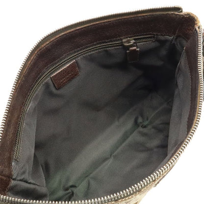 Gucci GG Canvas Shoulder Bag Messenger Bag Crossbody Leather Khaki Beige Dark