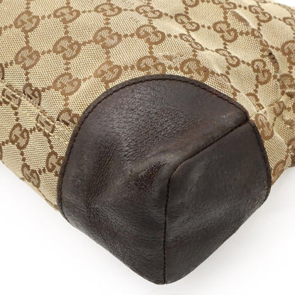 Gucci GG Canvas Shoulder Bag Messenger Bag Crossbody Leather Khaki Beige Dark