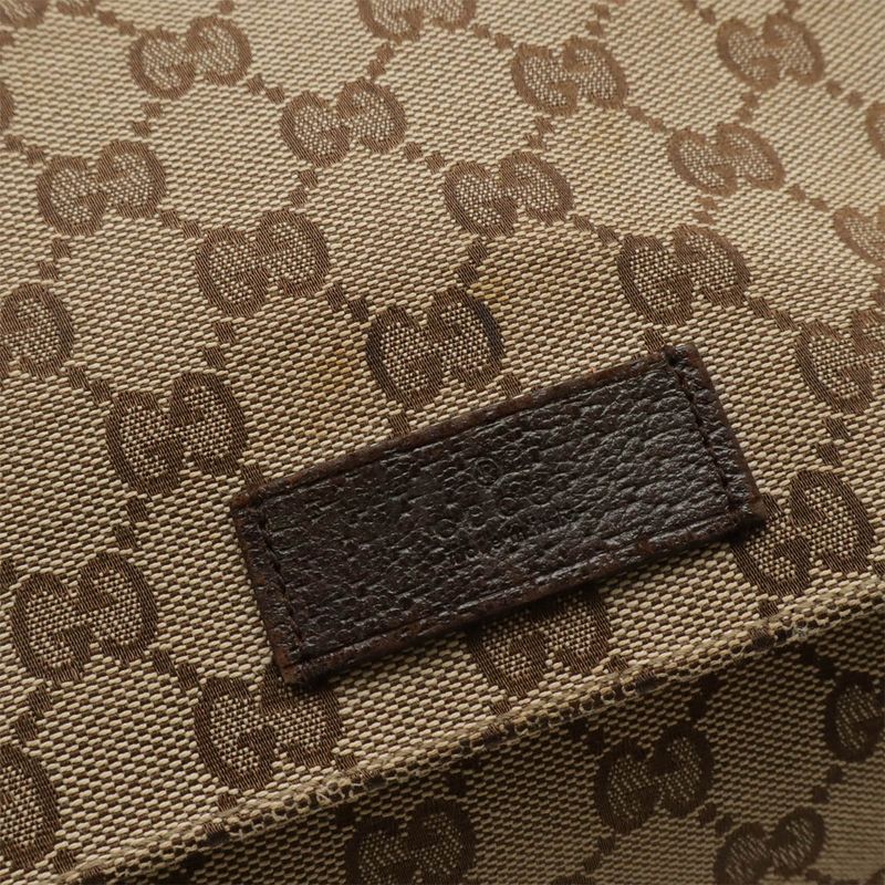 Gucci GG Canvas Shoulder Bag Messenger Bag Crossbody Leather Khaki Beige Dark