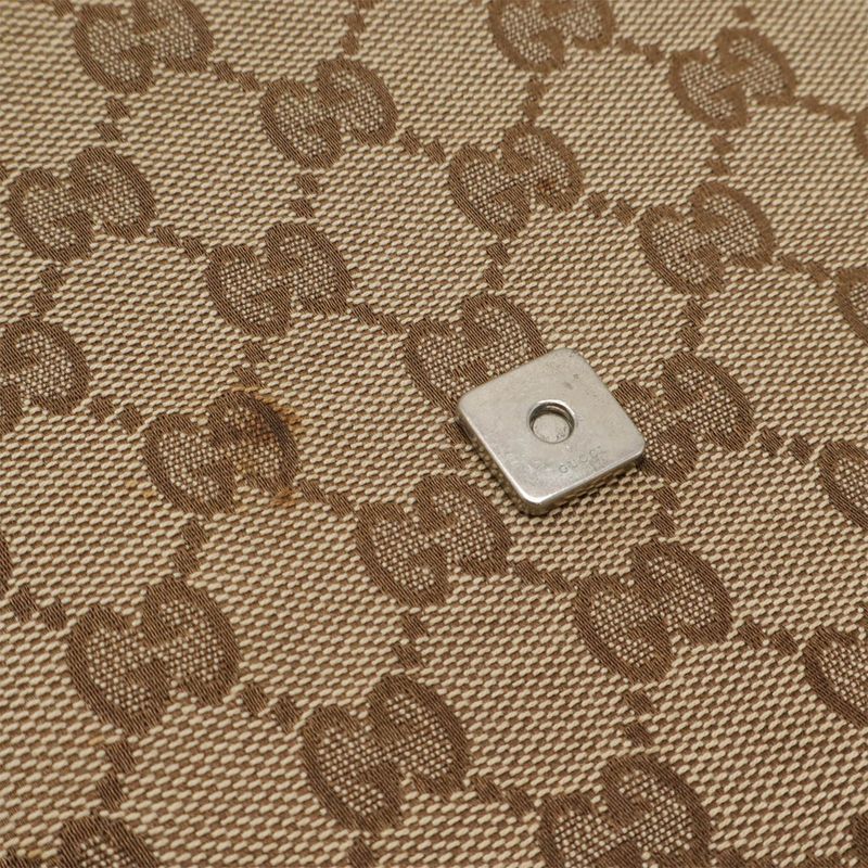 Gucci GG Canvas Shoulder Bag Messenger Bag Crossbody Leather Khaki Beige Dark