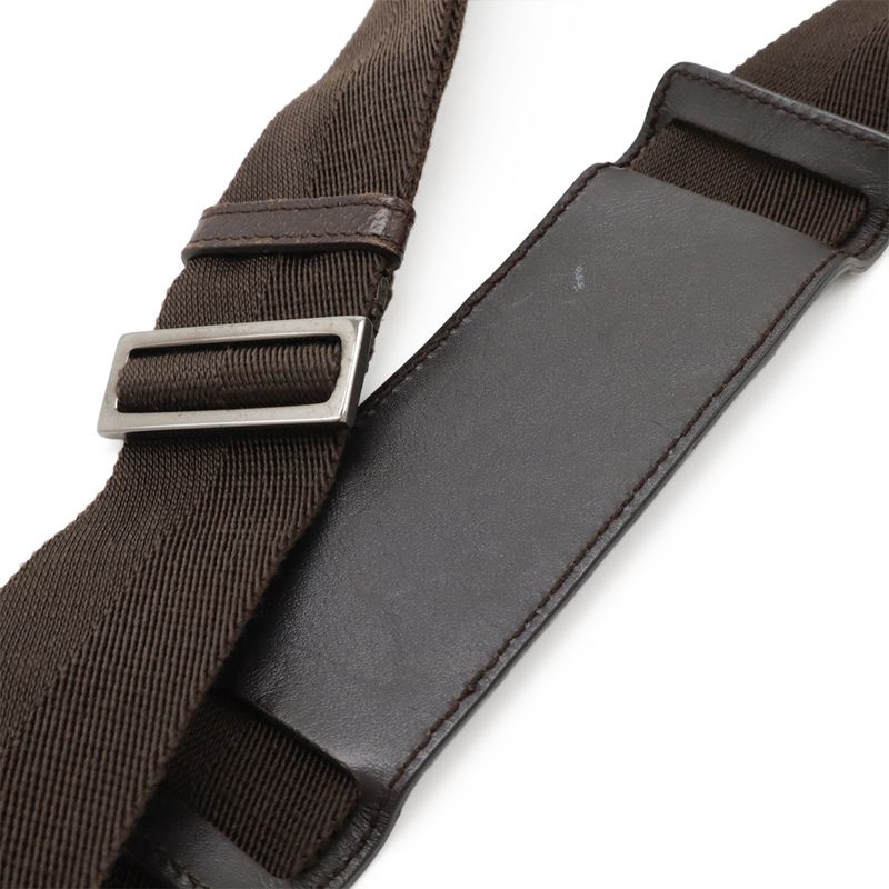 Gucci GG Canvas Shoulder Bag Messenger Bag Crossbody Leather Khaki Beige Dark