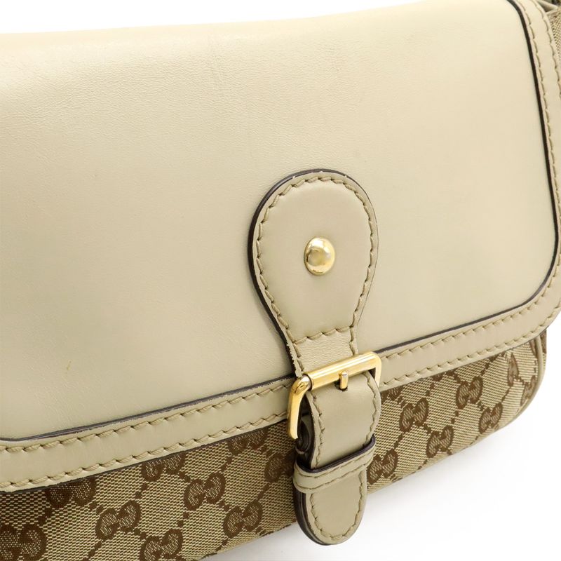 Gucci Sookie GG Canvas Shoulder Bag Messenger Bag Crossbody Leather Khaki Beige