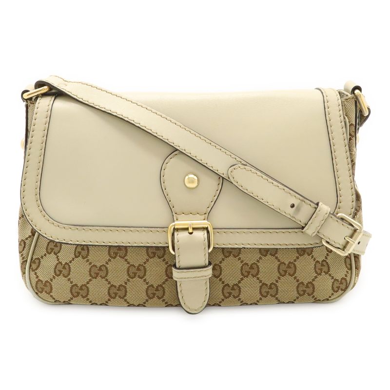 Gucci Sookie GG Canvas Shoulder Bag Messenger Bag Crossbody Leather Khaki Beige