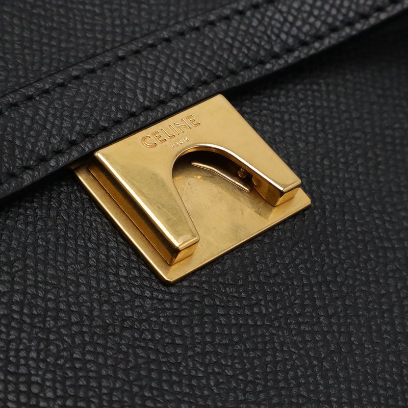 Celine Belt Bag Micro Handbag 2way Shoulder Bag Crossbody Leather Black Gold