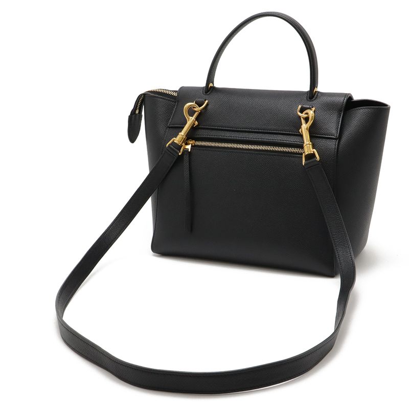 Celine Belt Bag Micro Handbag 2way Shoulder Bag Crossbody Leather Black Gold