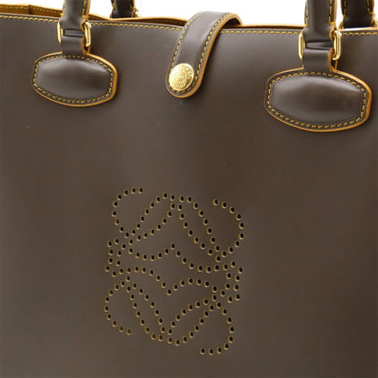 Loewe Leo Tote Shoulder Bag Shoulder Anagram Perforated Logo Leather Khaki