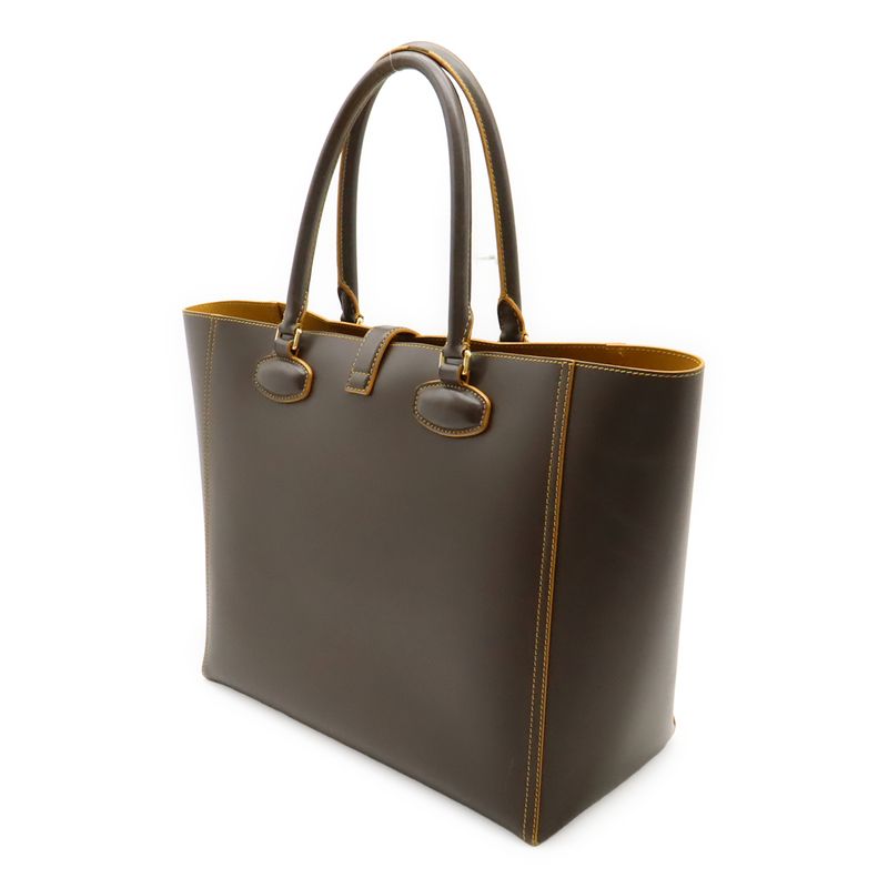 Loewe Leo Tote Shoulder Bag Shoulder Anagram Perforated Logo Leather Khaki