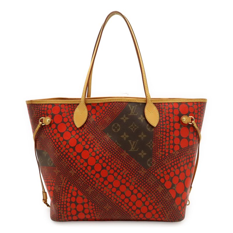 Louis Vuitton Monogram Wave Neverfull MM Pumpkin Dot Tote Bag Shoulder Rouge