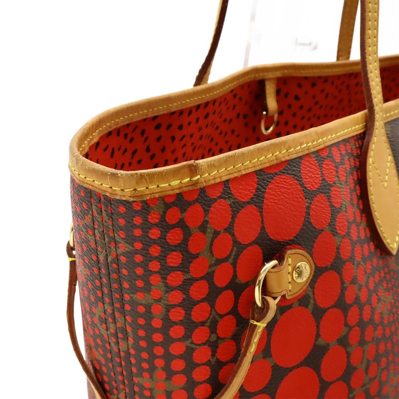 Louis Vuitton Monogram Wave Neverfull MM Pumpkin Dot Tote Bag Shoulder Rouge