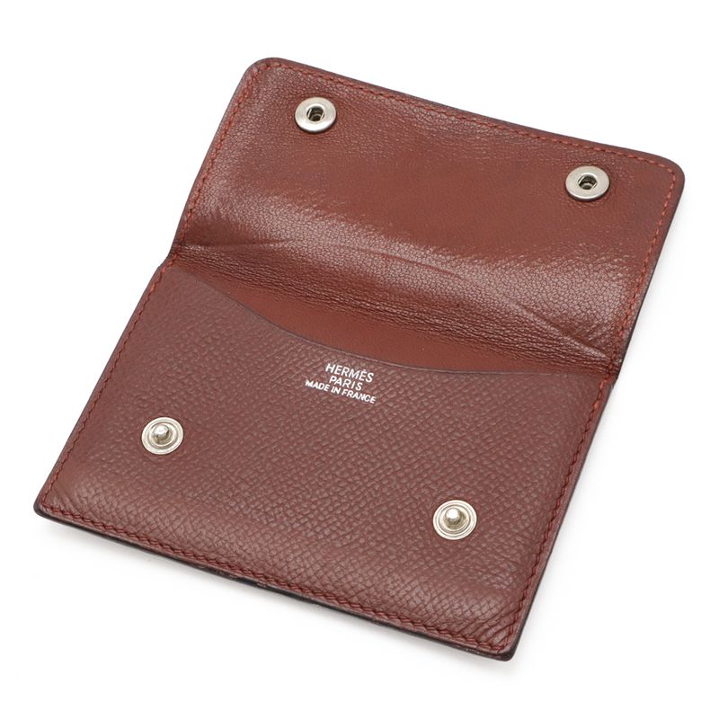 Hermes Serie Card Case Business Card Holder Pass Case Vaux Epson Leather Red