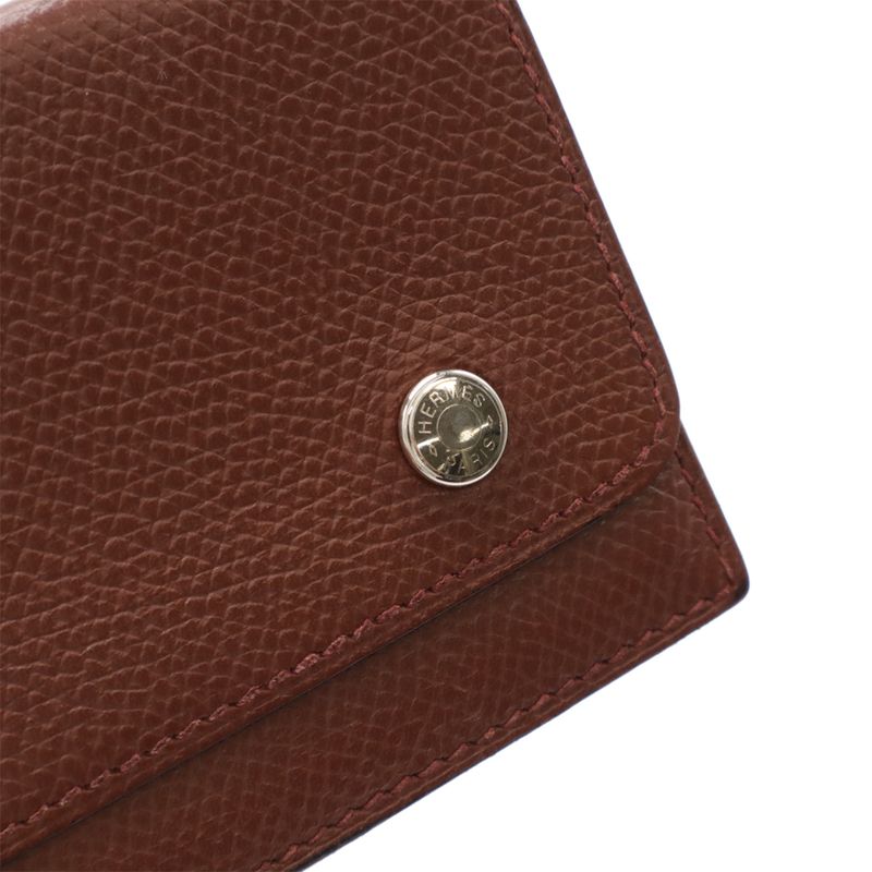 Hermes Serie Card Case Business Card Holder Pass Case Vaux Epson Leather Red