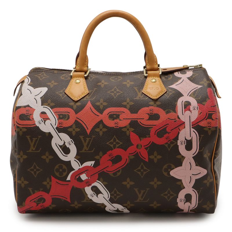 Louis Vuitton Monogram Bay Speedy 30 Chain Print Handbag Mini Boston Bag with