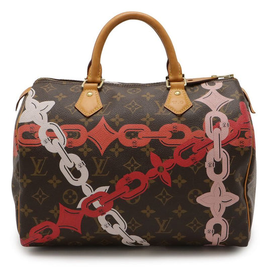 Louis Vuitton Monogram Bay Speedy 30 Chain Print Handbag Mini Boston Bag with