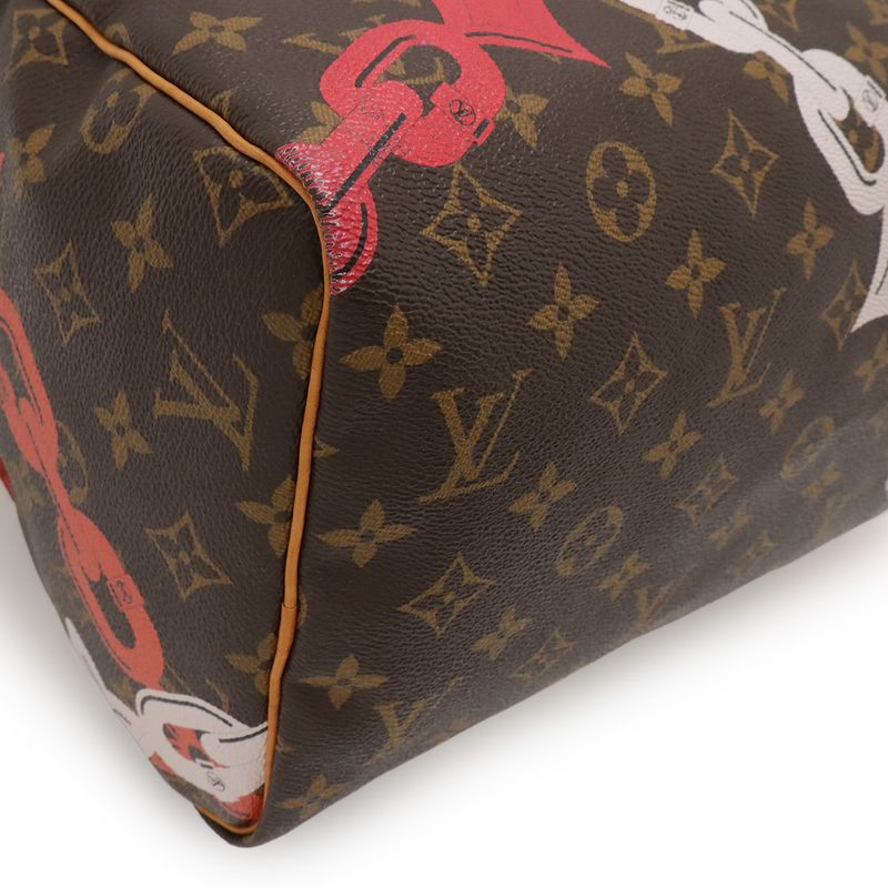 Louis Vuitton Monogram Bay Speedy 30 Chain Print Handbag Mini Boston Bag with