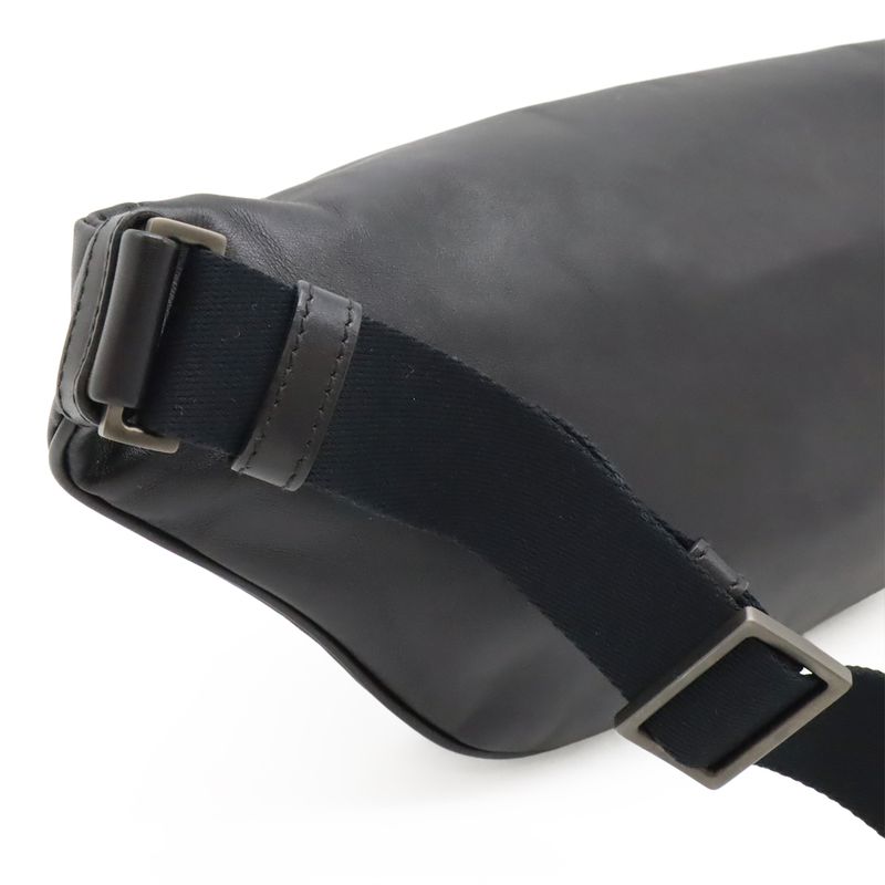 Bottega Veneta Veneta Intrecciato Body Bag Waist Pouch Hip Bag Leather Black