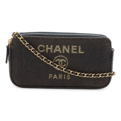 Chanel Deauville Chain Wallet Long Wallet Clutch 2way Shoulder Bag Pochette