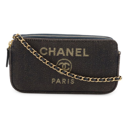 Chanel Deauville Chain Wallet Long Wallet Clutch 2way Shoulder Bag Pochette