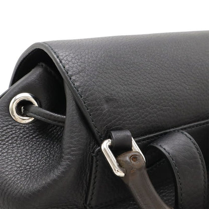 Gucci Bamboo Backpack Sac Backpack Shoulder Bag Fringe Tassel Leather Black