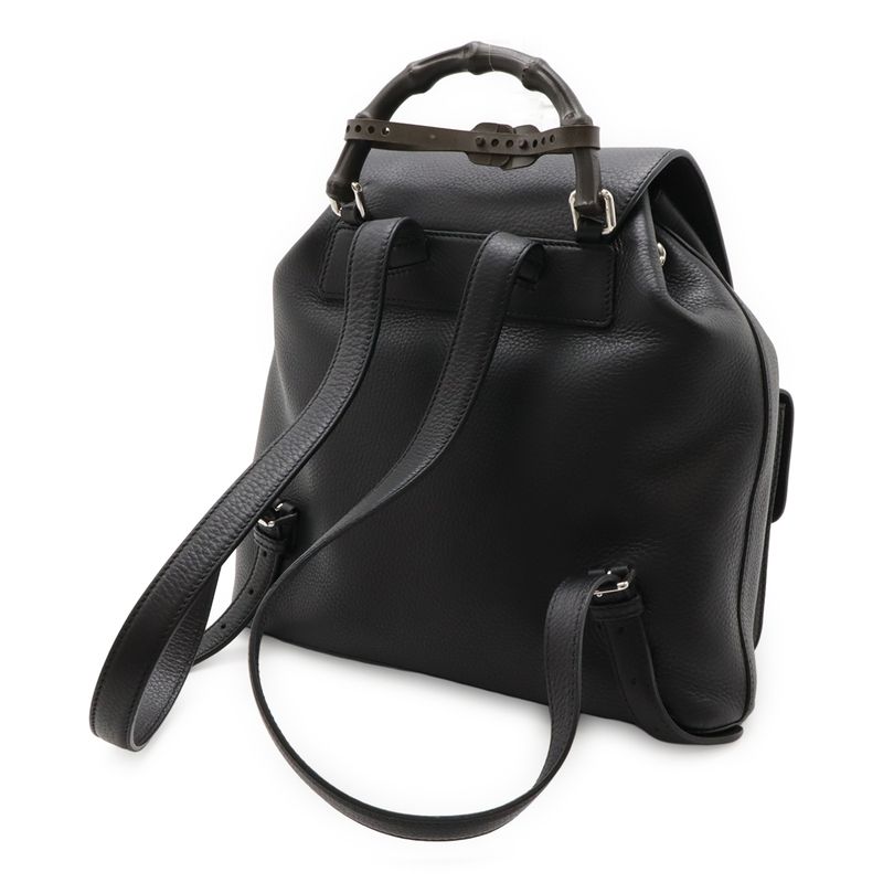 Gucci Bamboo Backpack Sac Backpack Shoulder Bag Fringe Tassel Leather Black