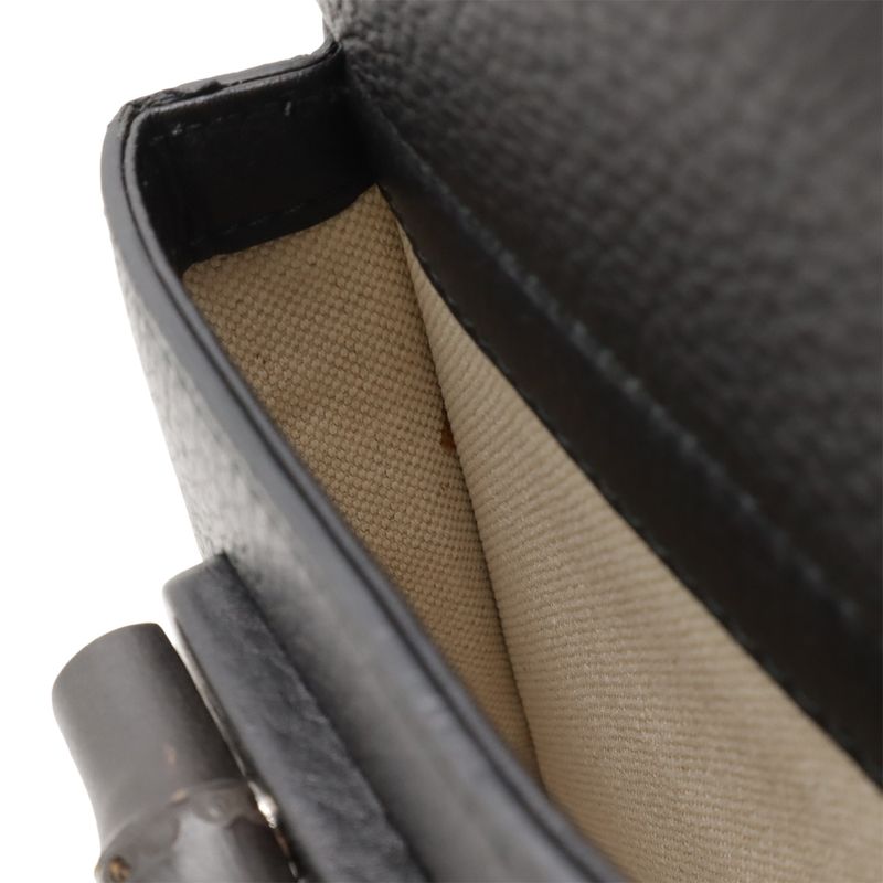 Gucci Bamboo Backpack Sac Backpack Shoulder Bag Fringe Tassel Leather Black