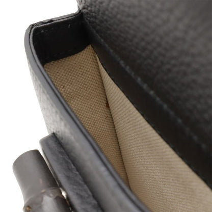 Gucci Bamboo Backpack Sac Backpack Shoulder Bag Fringe Tassel Leather Black