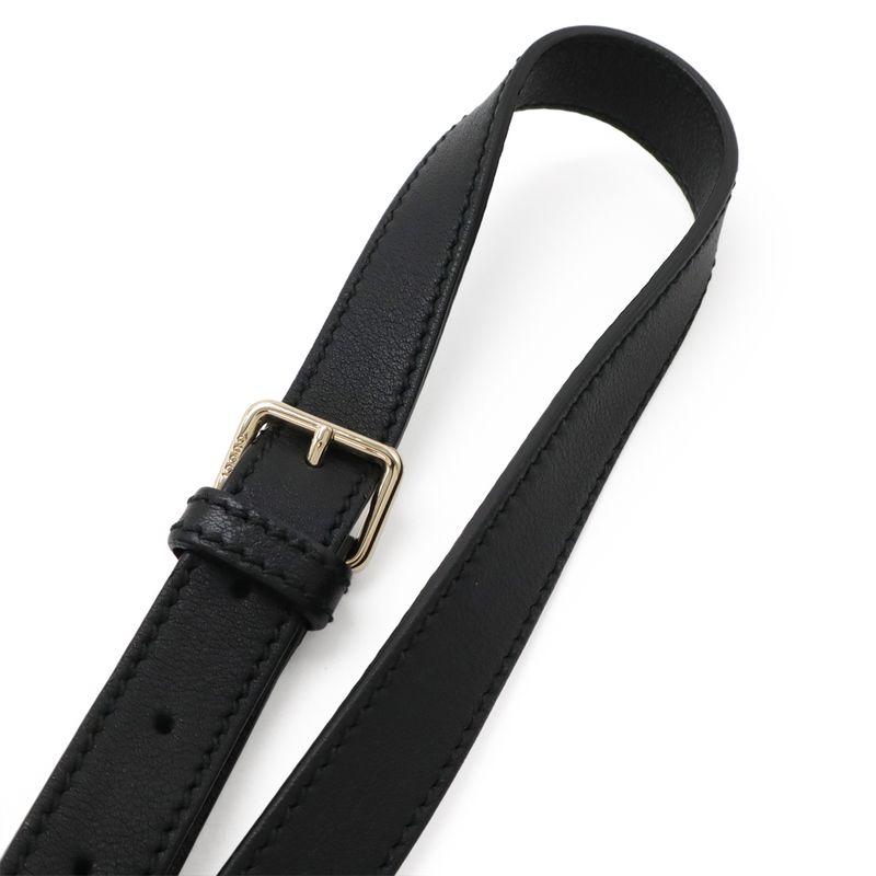 Gucci Guccissima Shoulder Bag Crossbody Black Leather Gold Hardware 223666