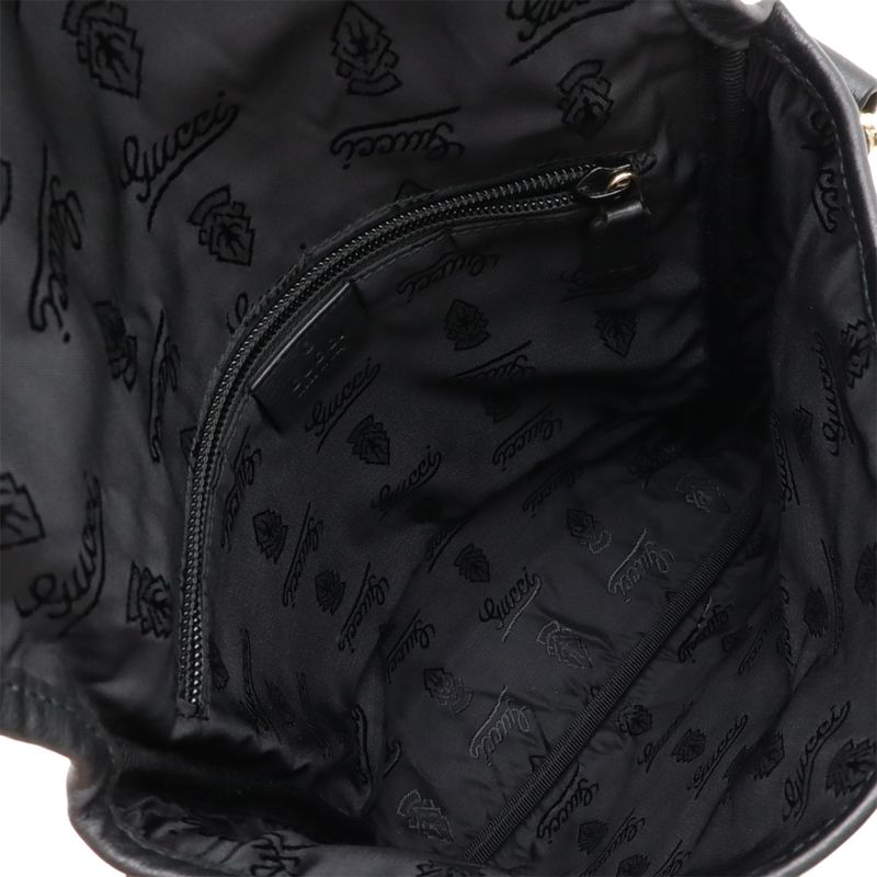 Gucci Guccissima Shoulder Bag Crossbody Black Leather Gold Hardware 223666