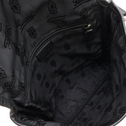 Gucci Guccissima Shoulder Bag Crossbody Black Leather Gold Hardware 223666