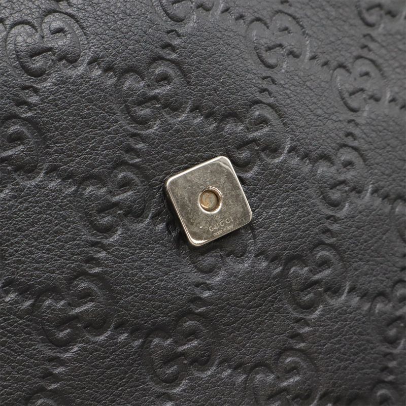 Gucci Guccissima Shoulder Bag Crossbody Black Leather Gold Hardware 223666