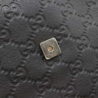 Gucci Guccissima Shoulder Bag Crossbody Black Leather Gold Hardware 223666