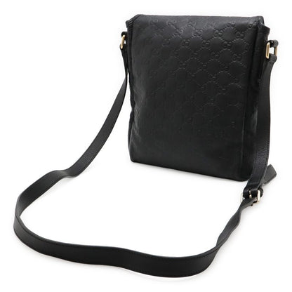 Gucci Guccissima Shoulder Bag Crossbody Black Leather Gold Hardware 223666