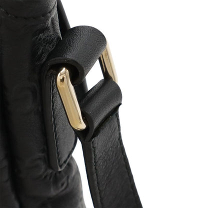 Gucci Guccissima Shoulder Bag Crossbody Black Leather Gold Hardware 223666