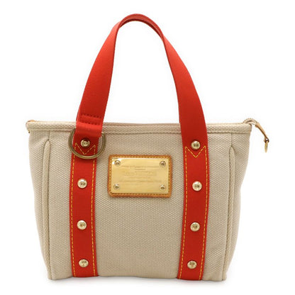 Louis Vuitton Antigua Cabas PM Handbag Tote Bag Canvas Beige Rouge Red Miss Ing