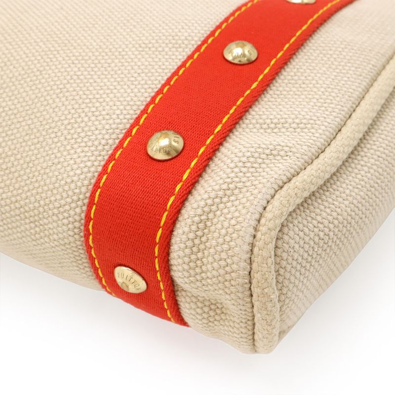 Louis Vuitton Antigua Cabas PM Handbag Tote Bag Canvas Beige Rouge Red Miss Ing
