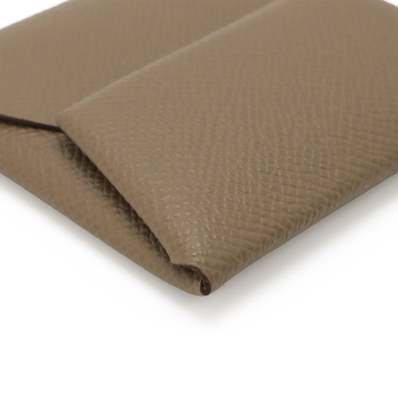 Hermes Bastia Coin Case Coin Purse Coin Purse Vaux Epson Leather Etoupe Glazed