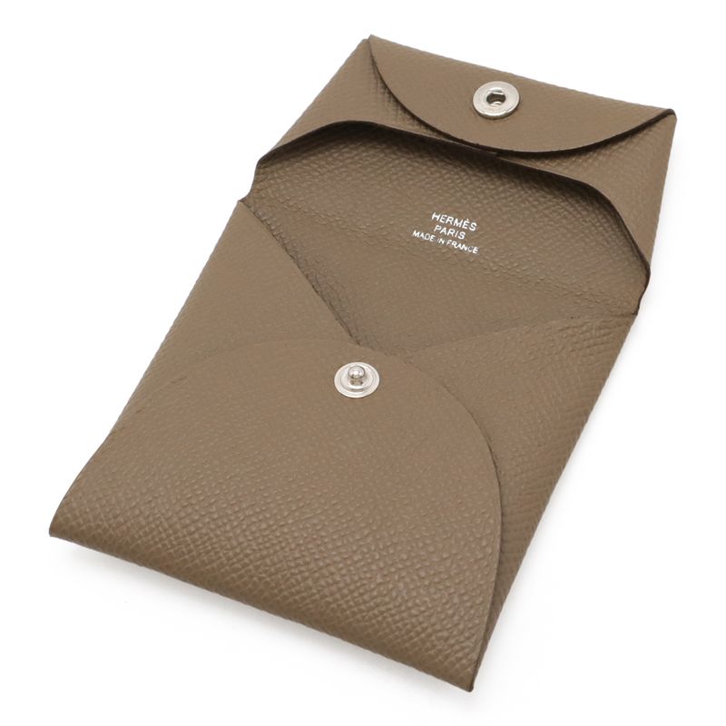 Hermes Bastia Coin Case Coin Purse Coin Purse Vaux Epson Leather Etoupe Glazed