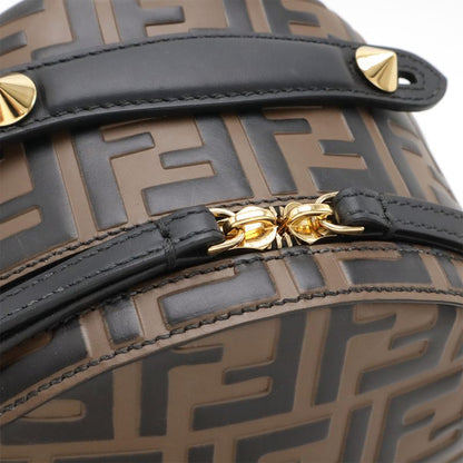 Fendi Zucca Pattern by-the-Way Mini Backpack Sac Leather Mocha Brown Black Gold