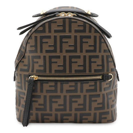 Fendi Zucca Pattern by-the-Way Mini Backpack Sac Leather Mocha Brown Black Gold