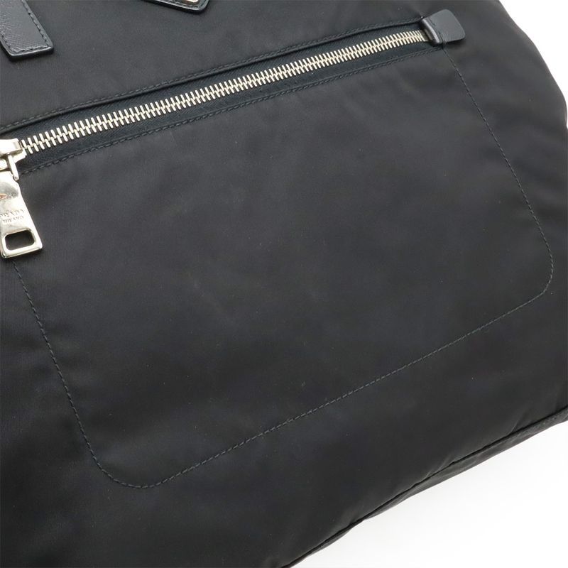 Prada Triangle Logo Tote Bag 2way Shoulder Bag Crossbody Nylon Leather Nero