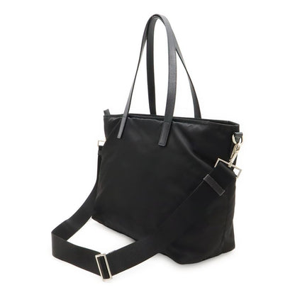 Prada Triangle Logo Tote Bag 2way Shoulder Bag Crossbody Nylon Leather Nero