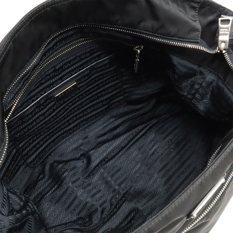 Prada Triangle Logo Tote Bag 2way Shoulder Bag Crossbody Nylon Leather Nero