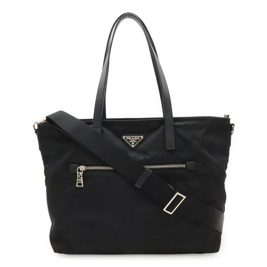 Prada Triangle Logo Tote Bag 2way Shoulder Bag Crossbody Nylon Leather Nero