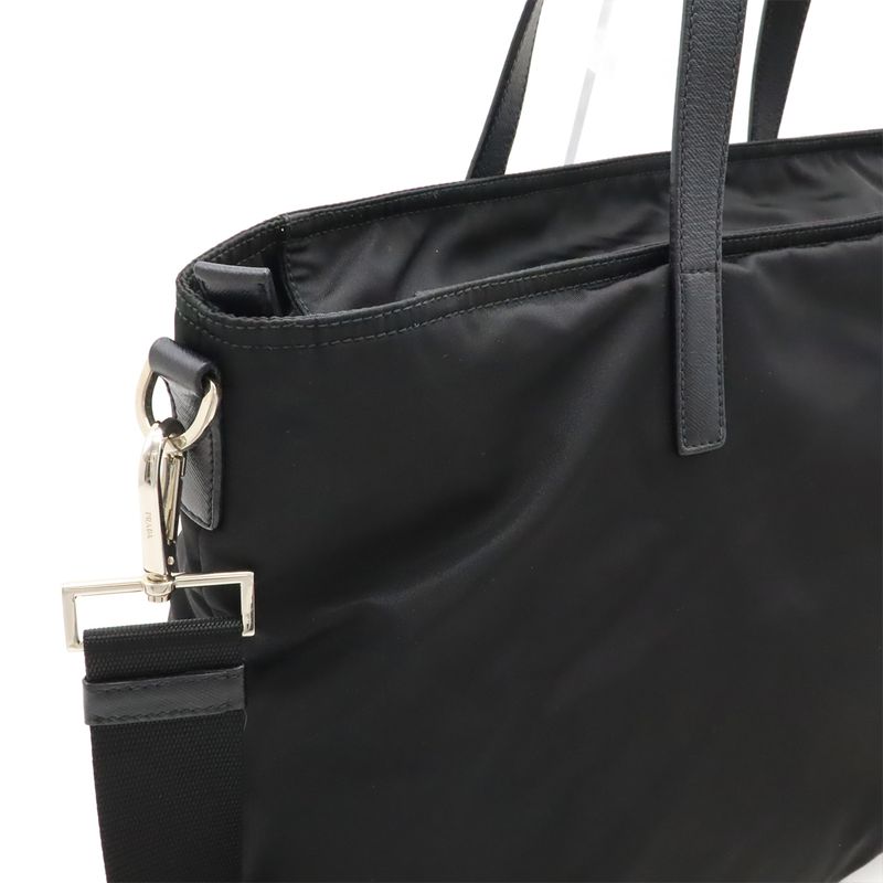 Prada Triangle Logo Tote Bag 2way Shoulder Bag Crossbody Nylon Leather Nero