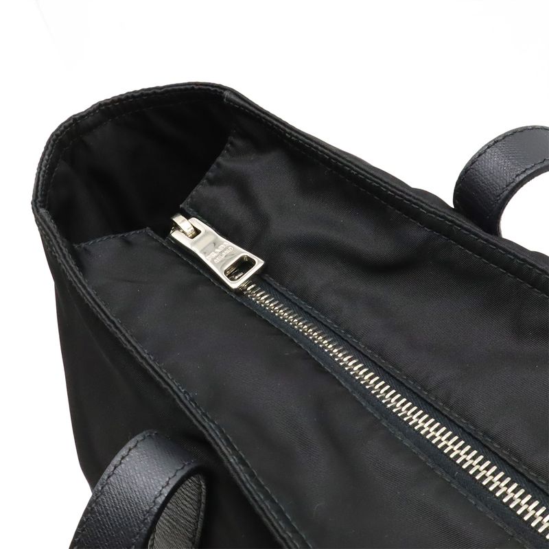 Prada Triangle Logo Tote Bag 2way Shoulder Bag Crossbody Nylon Leather Nero